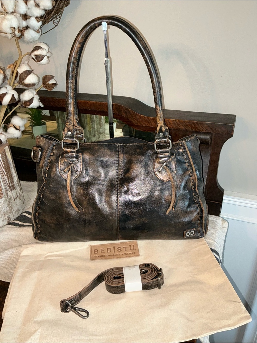 Bed Stu Rockababy Satchel Shoulder Crossbody Black Hand Wash MSRP $295